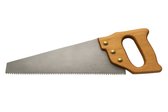 Classic hand saw with wooden handle isolated on transparent background, ready for woodworking and carpentry projects