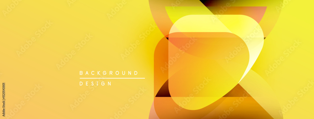 Aufkleber Abstract yellow design features overlapping shapes, gradients. Modern aesthetic suitable for backgrounds, presentations. Minimal text present.