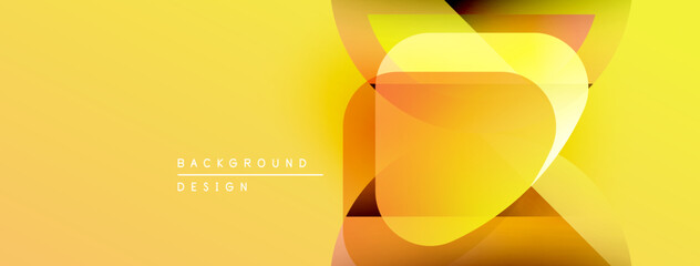 Abstract yellow design features overlapping shapes, gradients. Modern aesthetic suitable for backgrounds, presentations. Minimal text present.