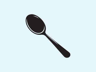 Modern Black Spoon Silhouette for Kitchen Icons