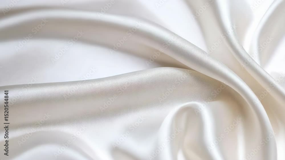 Poster elegant folds of smooth and shiny white silk fabric creating soft curves and highlighting the textur