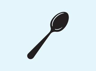 Black Outline Silhouette of a Single Spoon