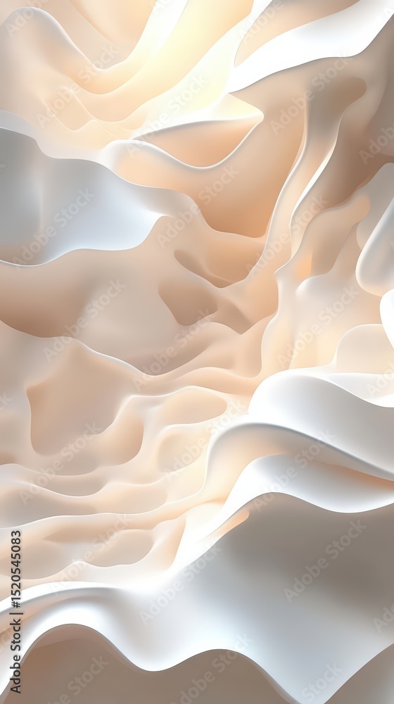 Poster ethereal fabric formations casting gentle shadows in a soft color palette