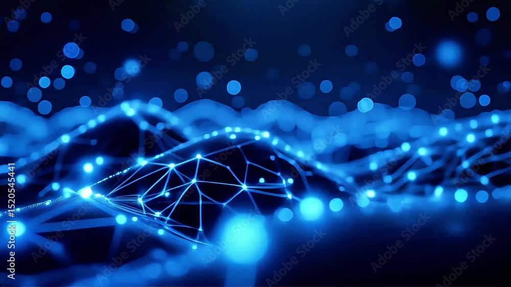 Aufkleber abstract blue network: dynamic light and connection
