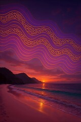 Bima Batik Aurora Over Pink Beach Lombok, West Nusa Tenggara 
