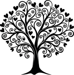 vector tree silhouette with white background 