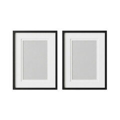 Two black picture frames with mat isolated PNG with Transparent Background