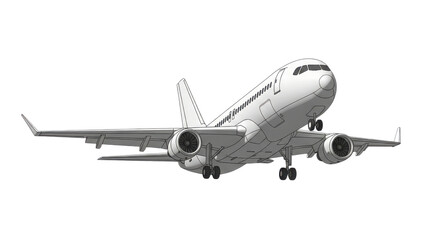 Obraz premium Passenger airplane front view line art isolated on white background