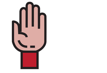 Hand Line Art with Palm Facing Front. Editable Clip Art.