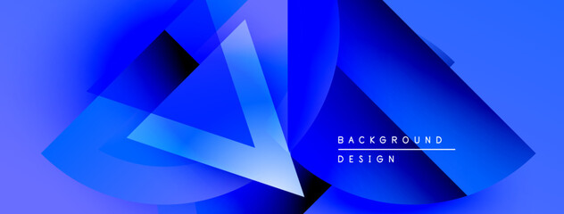 Abstract blue gradients form dynamic shapes. Text reads background design in white. Modern, fluid aesthetic.