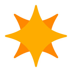 8 point yellow star on transparent background