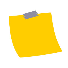 blank yellow sticky notes with tape on transparent background