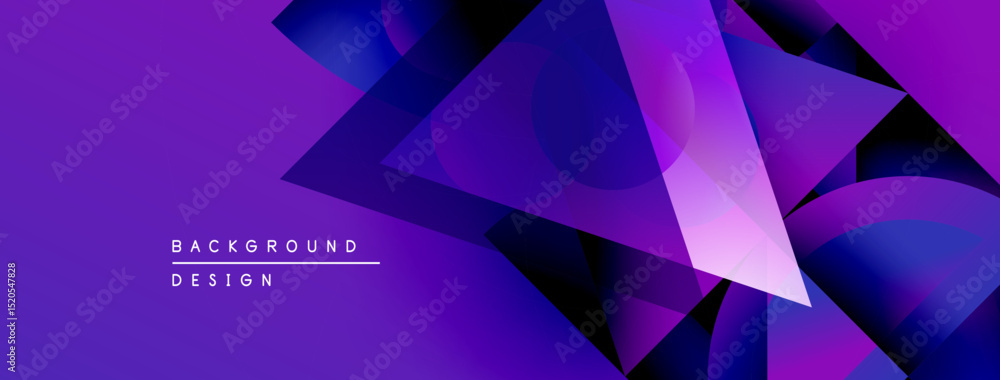 Poster Abstract purple design features overlapping geometric shapes. Gradient colors create dynamic visual texture. Modern background element.