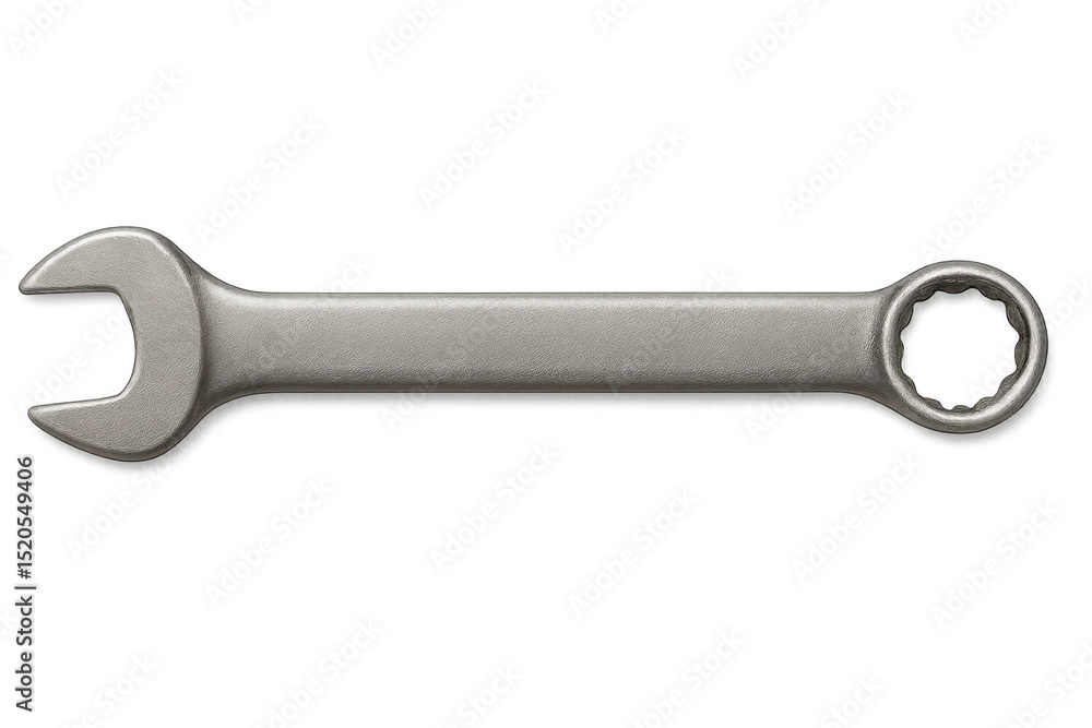 Poster chrome wrench tool isolated on a transparent background, providing a sleek and shiny addition for va