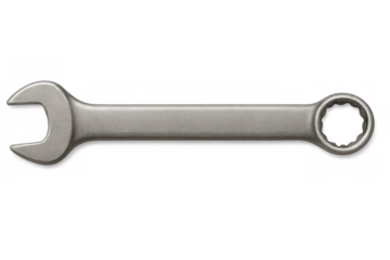 Chrome wrench tool isolated on a transparent background, providing a sleek and shiny addition for various design projects and applications