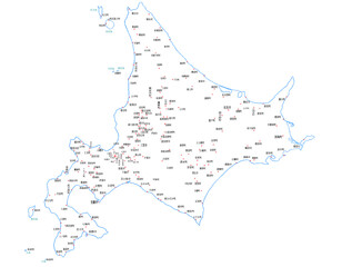 北海道　日本　地図　斑点　白　イラスト