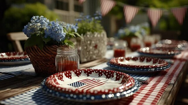 Patriotic outdoor table setting