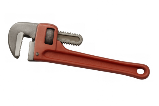 Red pipe wrench isolated on transparent background, ideal for diy, plumbing, and construction projects - Powered by Adobe