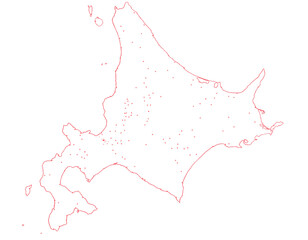 北海道　日本　地図　斑点　白　イラスト