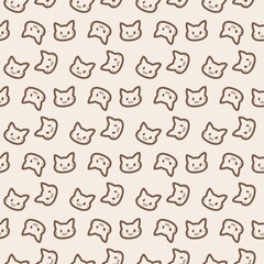 Adorable repeating cat faces in a playful design. Minimalist Sweet Cute Cat Head Faces Seamless Pattern. Cozy Brown Cat Illustrations Wallpaper.