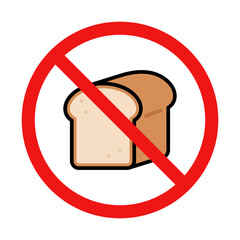 No Bread Sign on White Background