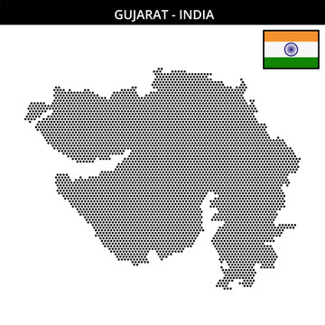 Small hexagonal dotted map of gujarat in India