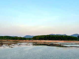 Tranquil View of Talay Prong Lake at Dusk in the Countryside of Nakhon Si Thammarat, Thailand