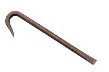 Rusty crowbar isolated on transparent background, useful tool for various demolition or construction works