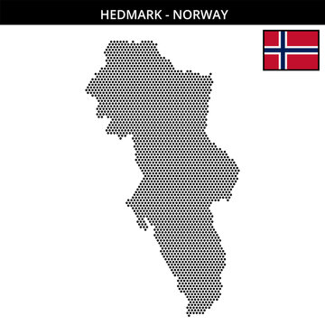 Small hexagonal dotted map of hedmark in Norway