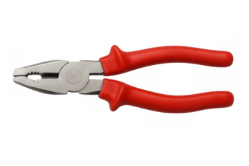 Combination pliers with red handles isolated on transparent background, ideal for cutting and gripping