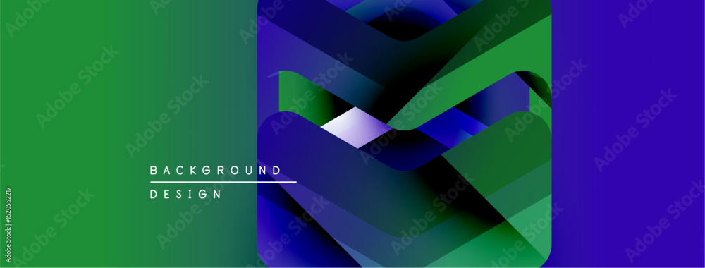 Aufkleber Abstract geometric design. Gradient colors blend, creating dynamic visual effect. Text reads background design. Modern, vibrant composition.