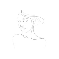 vector illustration of a woman face line art vector 