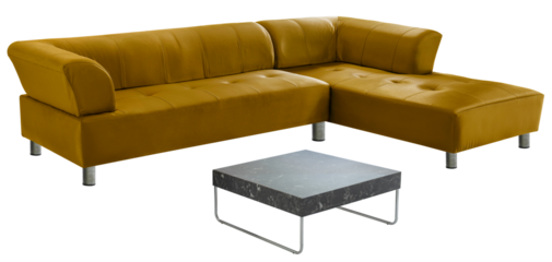 Yellow Mustard isolated on white background, Yellow Mustard armchair and sofa on white background with work path, High resolution focus stacking photography PNG file.