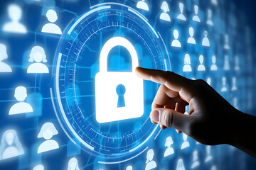 Data privacy concept with padlock and people icons