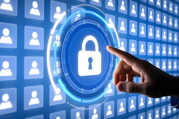 Data privacy and security concept with padlock