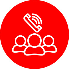 Conference Call Vector Line White Circle Red
