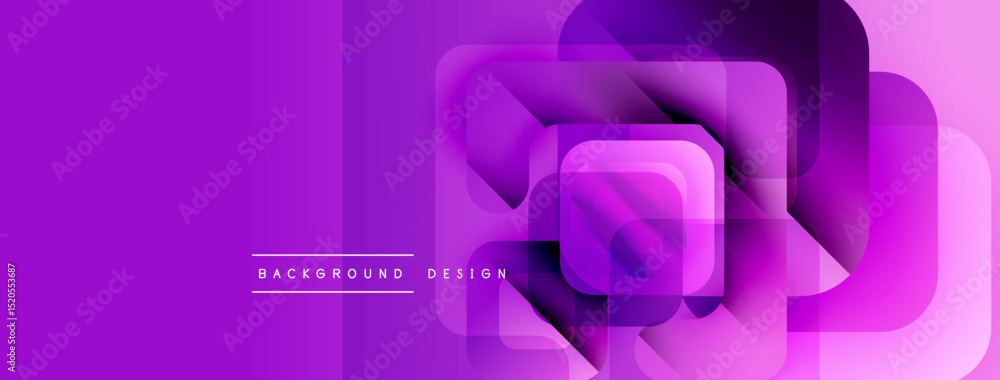 Aufkleber Abstract purple layers create dynamic composition. Geometric shapes overlap, forming modern visual effect. Gradient hues add depth.