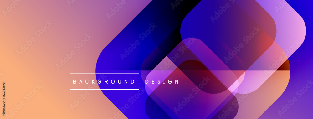 Aufkleber Abstract design features overlapping colorful shapes. Gradient hues blend peach, purple, blue creating dynamic visual effect. Modern background.
