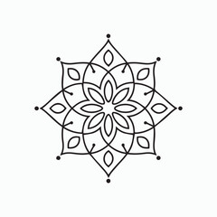 Geometric Floral Mandala Vector – Elegant Star Outline Design for Coloring and Art