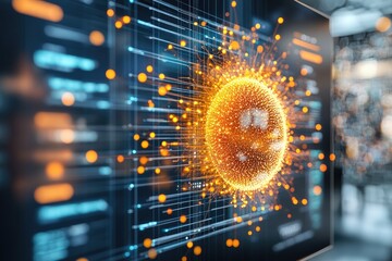 Digital sphere on a data screen