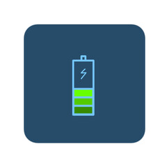 vector battery icon, light blue battery icon with dark blue background