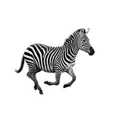 Obraz premium Black and White Zebra Running On a PNG Transparent Background Isolated Image