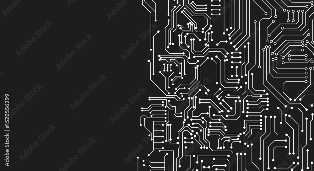 Aufkleber black circuit board structure. white lines and dots circuit board. science and technology design