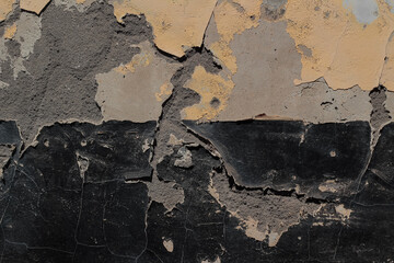 Severely Damaged Wall with Peeling Paint and Plaster