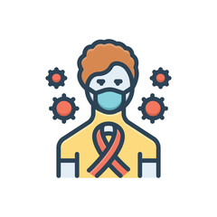 Color illustration icon for hiv