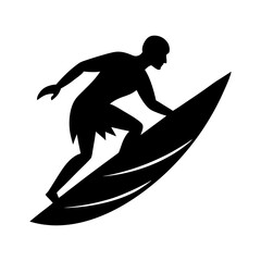 Silhouette of a surfer riding a surfboard in a dynamic action pose