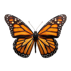 Obraz premium Isolated Orange Monarch Butterfly PNG Transparent Background Artistic Illustration for Decoration and Design