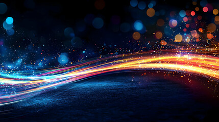 Abstract Glowing Lines With Colorful Light Effects