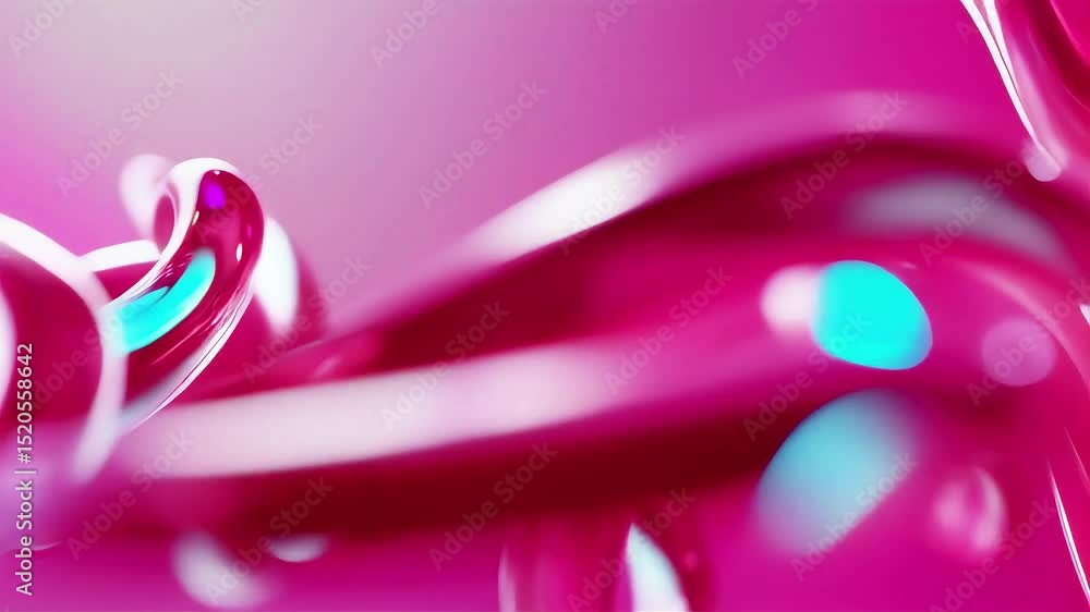 Poster abstract pink and cyan liquid swirls: dynamic fluid animation