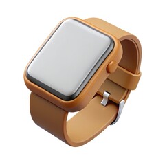 Tan smartwatch with blank screen isolated on white background